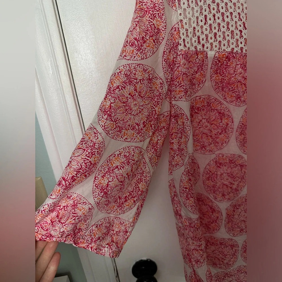 Calypso women’s tunic Coral Pink St. Barth for Target 100% Silk Blouse XL 1296 - Picture 4 of 6